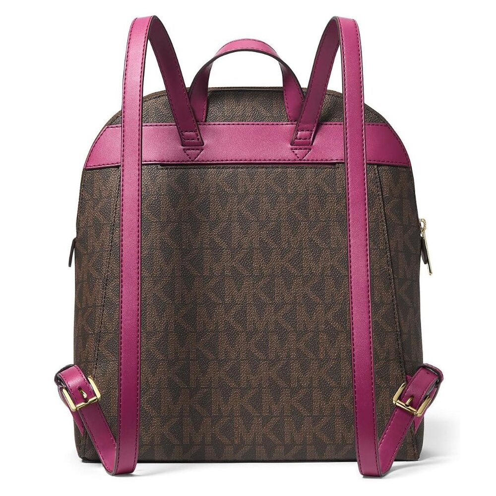 Michael Kors Dallas Medium Signature Logo Backpack – Deep Fuchsia - Picture 2 of 5